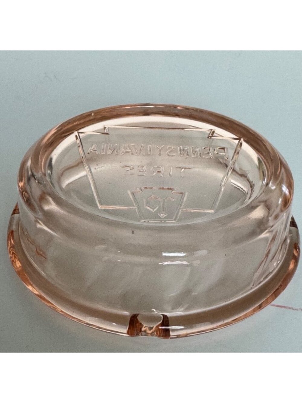 Pennsylvania Tires Depression Glass Ashtray Pink Trinkets Jewelry Vintage - Picture 2 of 10